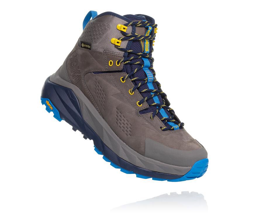 Hoka One One Kaha Gore-Tex Vandringsskor Herr - Grå/Blå - DJICL-8503